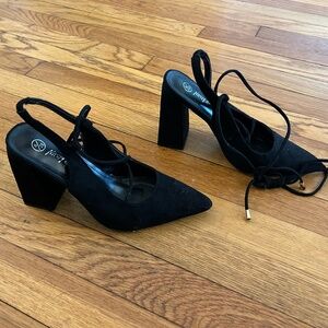 Nasty Gal Black Sude Lace-Up Sandals